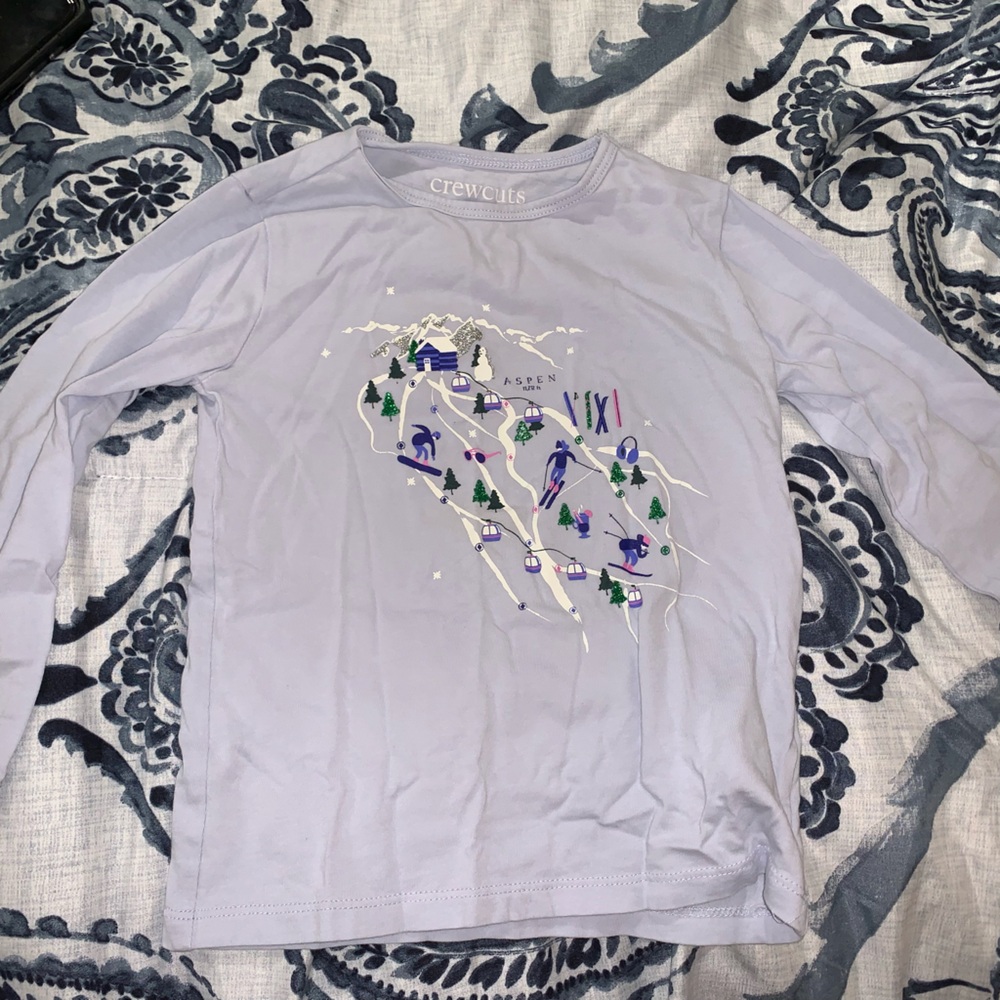 Crewcuts Purple Long Sleeve Tee with Iridescent Design